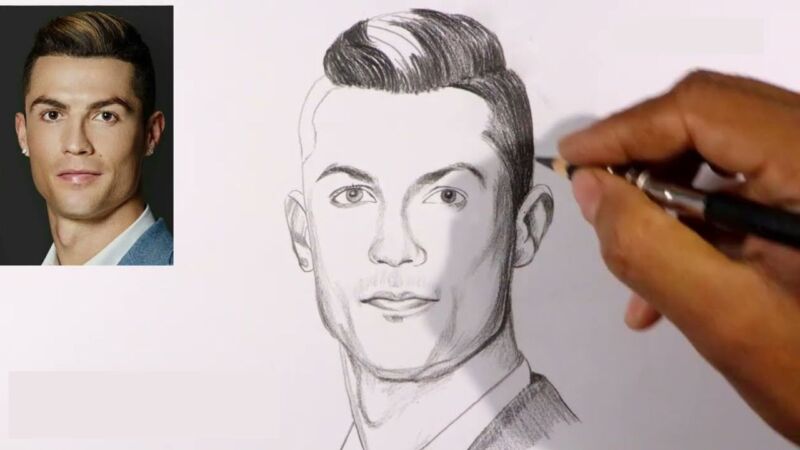 Contoh Gambar Sketsa Ronaldo